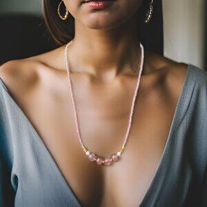 Strawberry Rose Quartz gemstone jewelry necklace women’s gift fashion accessorie